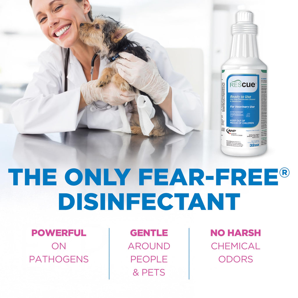 REScue One-Step Ready-to-Use Disinfectant Cleaner & Deodorizer – For Veterinary Use, Animal Shelters, Pet Foster Homes, Kennels, Litter Box – 32 Ounce RTU (Spray Nozzle NOT Included)
