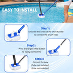 Pool Vacuum Head Brush for Inground & Above Ground Pools, Heavy Duty Round Scrubber Pool Brush with 1/4" or 1/2" Swivel Hose Connection, No Pole