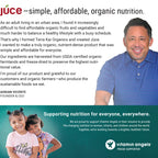 Juce Original Formula - Organic Super Fruit & Veggies Supplement - Gluten/Gelatin Free, Soy Free & Vegan- Reds & Greens Superfood Capsules- 23 Fruits & 23 Vegetables (180 Count)- By Terra Kai Organics