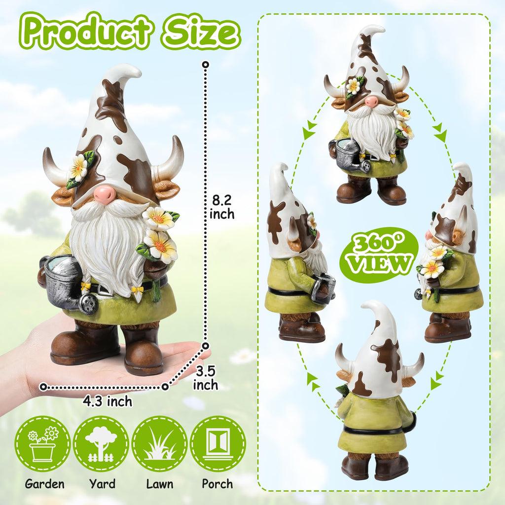 Garden Gnomes Statue Farm Cow Gnome Figurine, Outdoor Animal Decor for Yard
