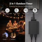 BN-LINK Outdoor 24-Hour Mechanical Timer Outlet, 2 Grounded Outlets, 2 Pack