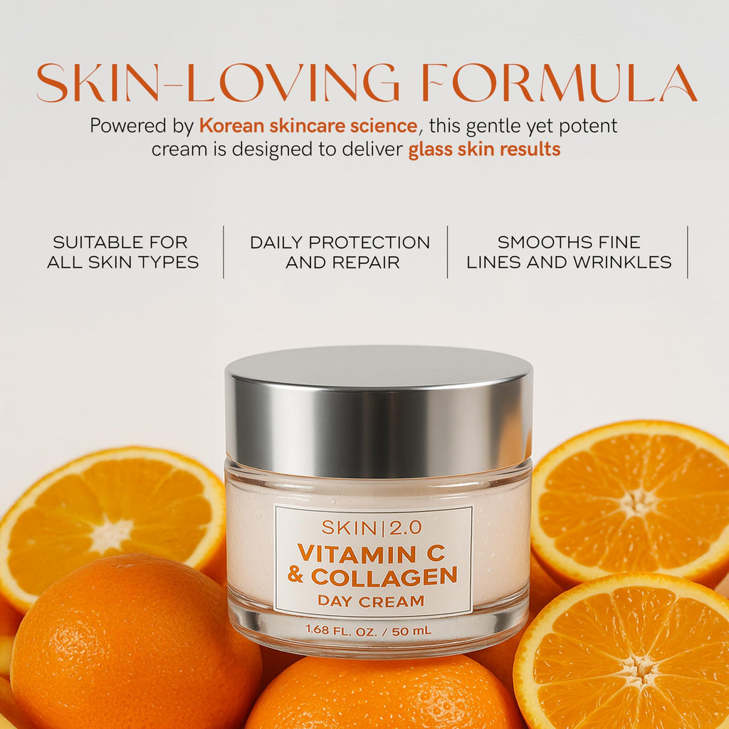 Skin 2.0 Vitamin C & Collagen Face Moisturizer – Hydrating Anti Aging Cream for Smooth & Radiant Skin, Firms & Revives Dull Complexion – Dermatologist Tested, Korean Skin Care, Clean Beauty – 2 Pack