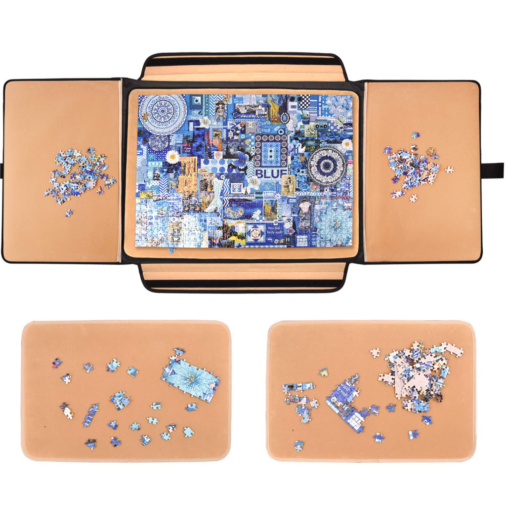 1500 Pieces Jigsaw Puzzle Board, Portable Puzzle Board, 25"×35.43" Jigsaw Puzzle Table Board, Puzzle Keeper Puzzle Caddy with Sorting Trays & Detachable Board,Non-Slip Surface