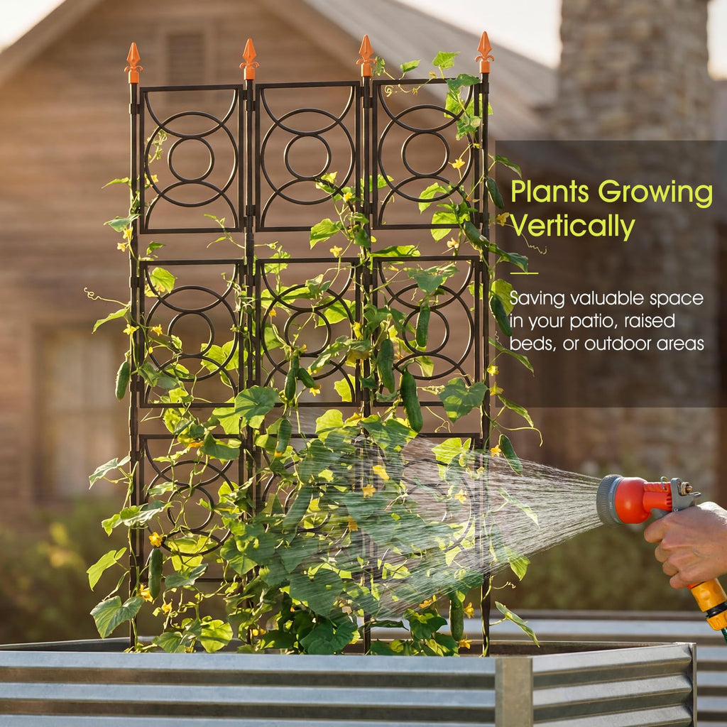 Trellis for Climbing Plants Outdoor, 24 Rifny Tall Garden Trellis Flower Rose Cucumber Trellis for Vines Pea Support, Wall Large Plant Trellis Fence with Plastic Screen Frame, 2 x 6.2 FT