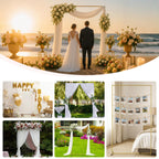 Metal Wedding Arch Backdrop Stand 6.6x3.3 FT Gold Square Balloon Arch Frame for Ceremony Party Birthday Bridal Baby Shower Anniversary Arbor Balloon Decoration