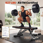 YOLEO Adjustable Weight Bench, ASTM-Certified 827LBS, 98% Pre-Assembled