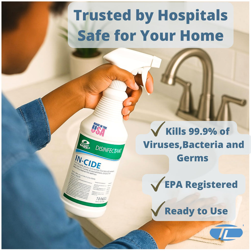 Theochem In-Cide EPA Registered Disinfectant Spray - Kills 99.9% of Germs, Mold, Mildew and MRSA - Multi-Surface Cleaner for Home, School & Hospital - Fresh Scent - 32 oz (2 Pack)