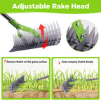 WORKPRO Thatch Rake, 15-Inch Thatching Rake with Telescoping 5FT Handle