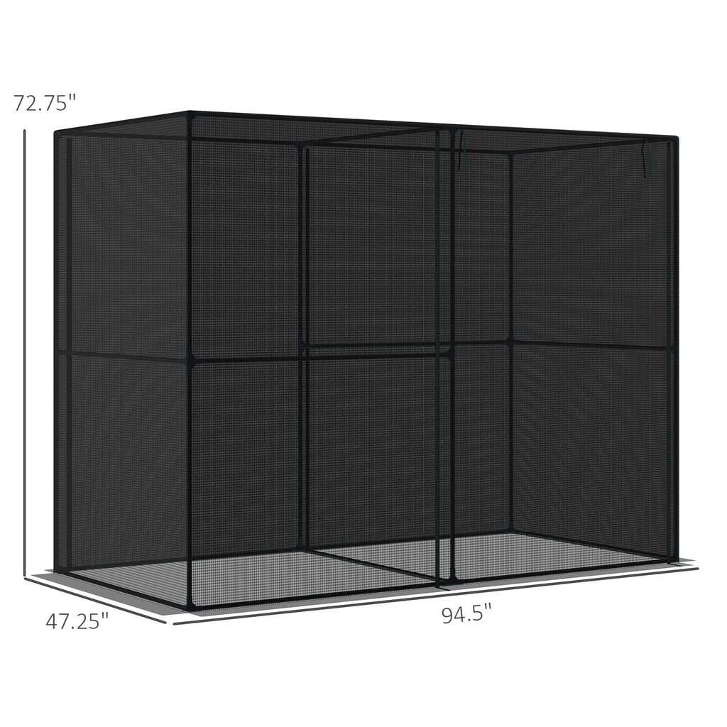 Outsunny 8' x 4' x 6' Crop Cage with Zippered Doors Vegetable Garden, Black