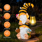 Solar Gnome Garden Decor with LED Lantern,Outdoor Gnomes Statues