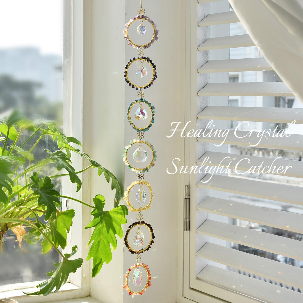 Healing Crystal Energy Wind Chime, 7 Chakra Sun Catcher, Meditation Home Decoration, Gem Wall Decoration, Birthday Gift, Healing Crystal Energy Sunlight Catcher