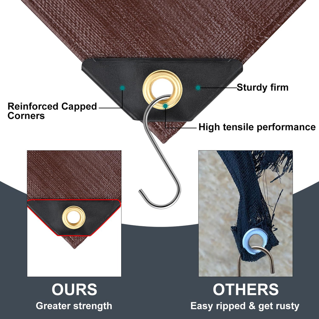 Patiobay Tarp 8x20FT, 14 Mil Large Tarps Heavy Duty Waterproof with Grommets Every 23.6", 420D Thick Plastic Tarp, UV Resistant Tear&Fade Resistant, Reinforced Edges for Outdoor Pool Camp Tent