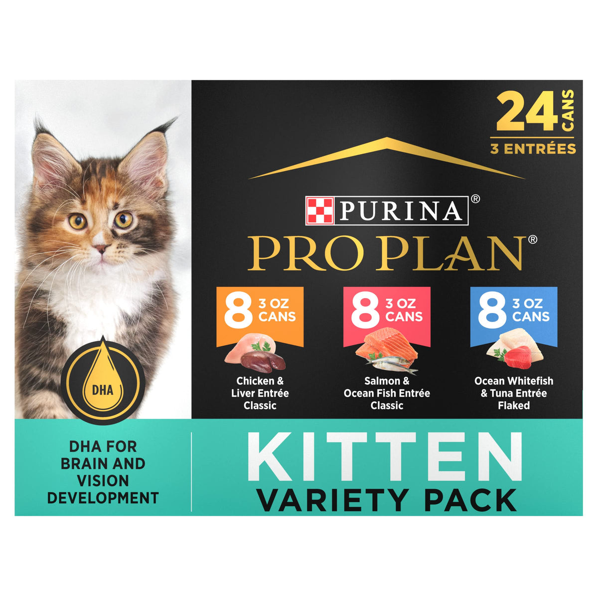 Purina Pro Plan DEVELOPMENT Kitten Wet Food Variety Pack, (24) 3 oz