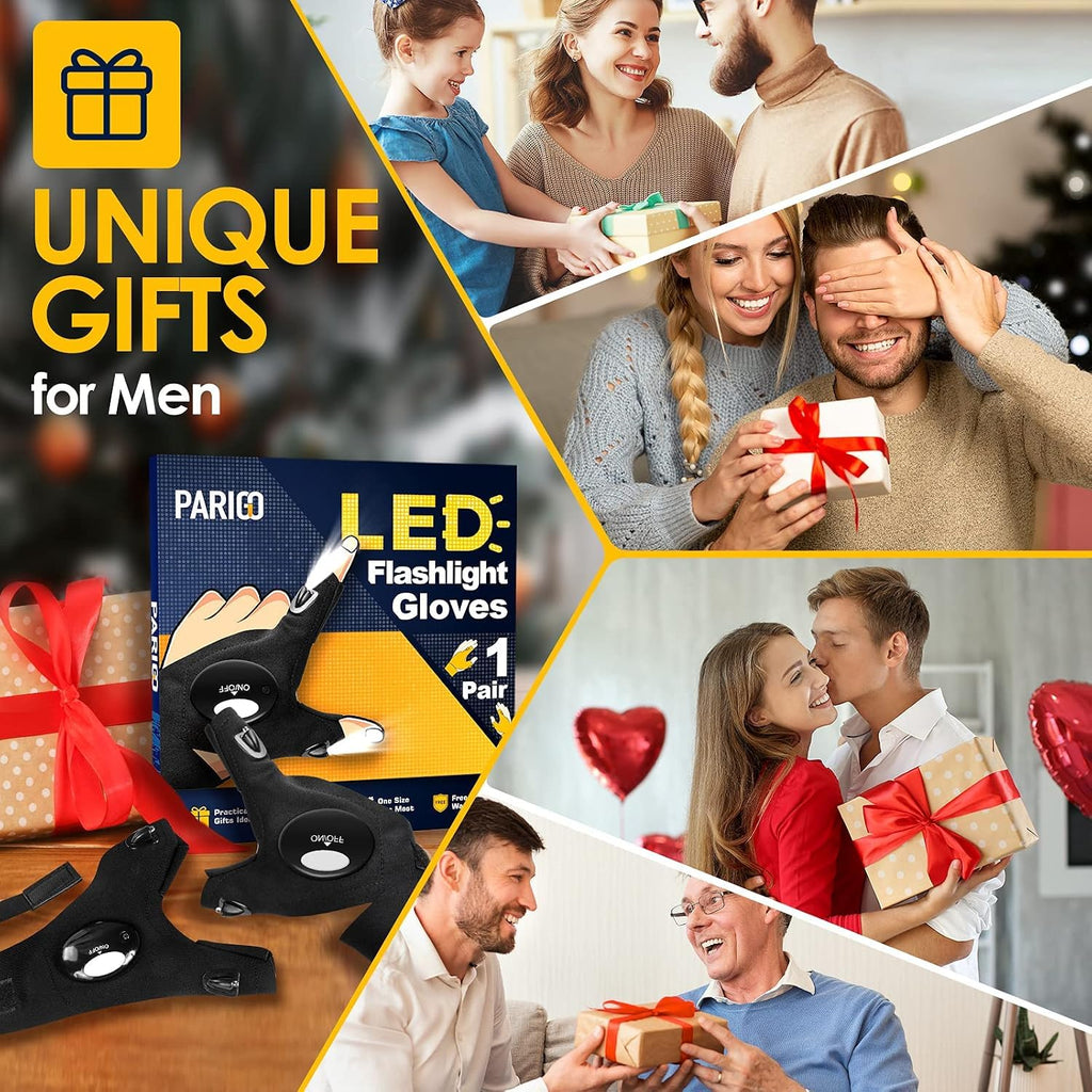 PARIGO Flashlight Gloves Christmas Stocking Stuffers for Men, Gifts for Men