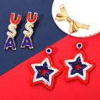 2 Pairs Fourth of July Earrings American Flag Patriotic Earrings for Women Beaded Star USA Tassel Drop Dangle Earrings 4th of July Independence Day Holiday Gifts