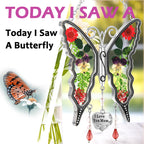 KY&BOSAM Mom Gift Butterfly Glass Pressed Flowers Suncatcher Window Hanging