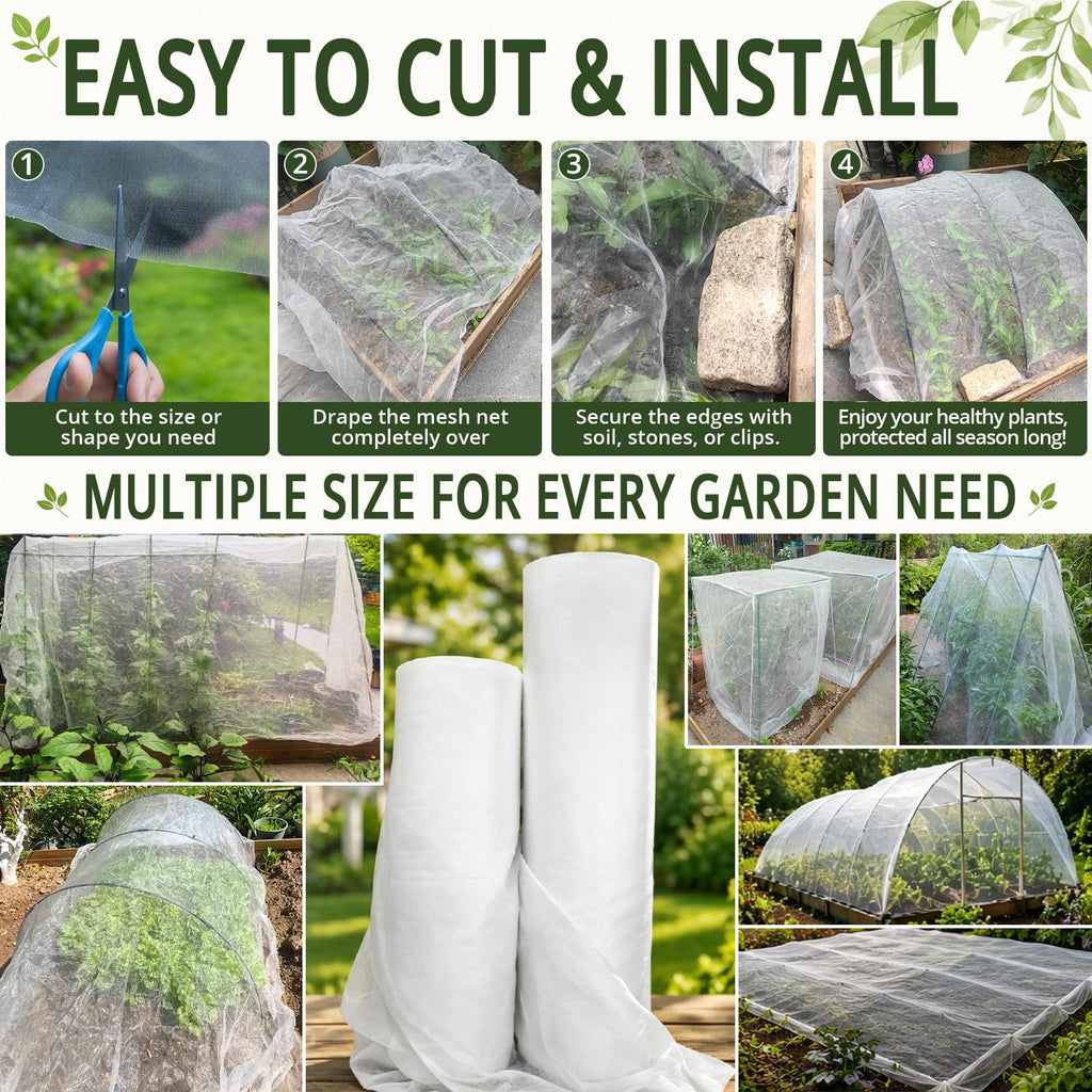 30x25Ft Garden Netting, Fine Mesh Insect Netting for Plant Protection