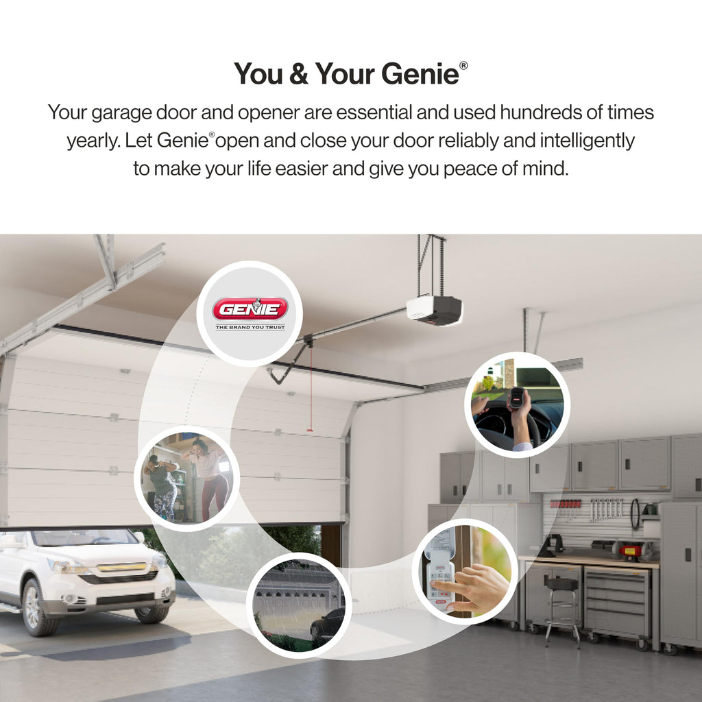 Genie Chain Drive 750 3/4 HPc Garage Door Opener w/Battery Backup - Heavy Duty - Operate your garage door when the primary power is out - Wireless Keypad Included, Model 7035-TKV,BLACK