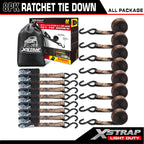 XSTRAP STANDARD Ratchet Tie Down Straps - 8PK - 1'' x 10 ft - 900 LB Break Strength Cargo Straps for Moving Appliances, Lawn Equipment, Motorcycle (Camouflage2)