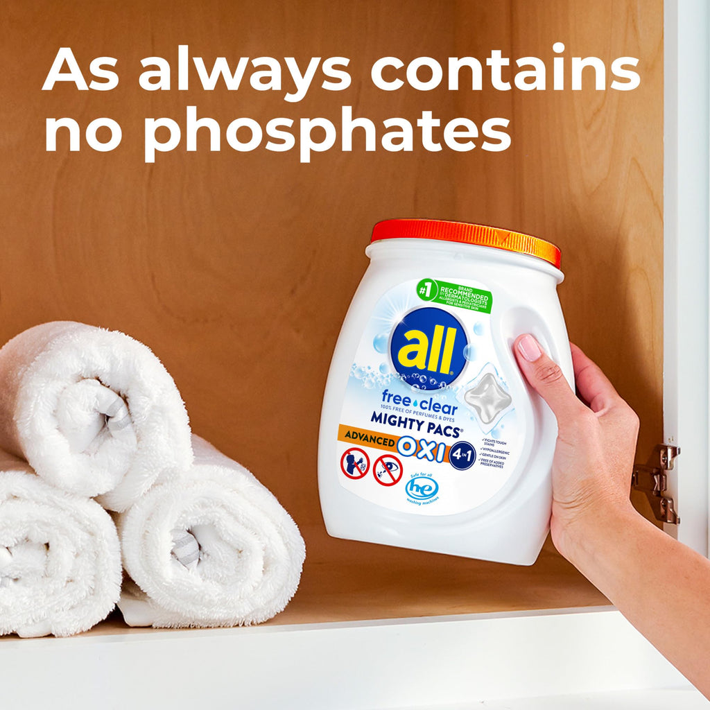 all Laundry Detergent Pacs Advanced OXI for Sensitive Skin, 56 Count