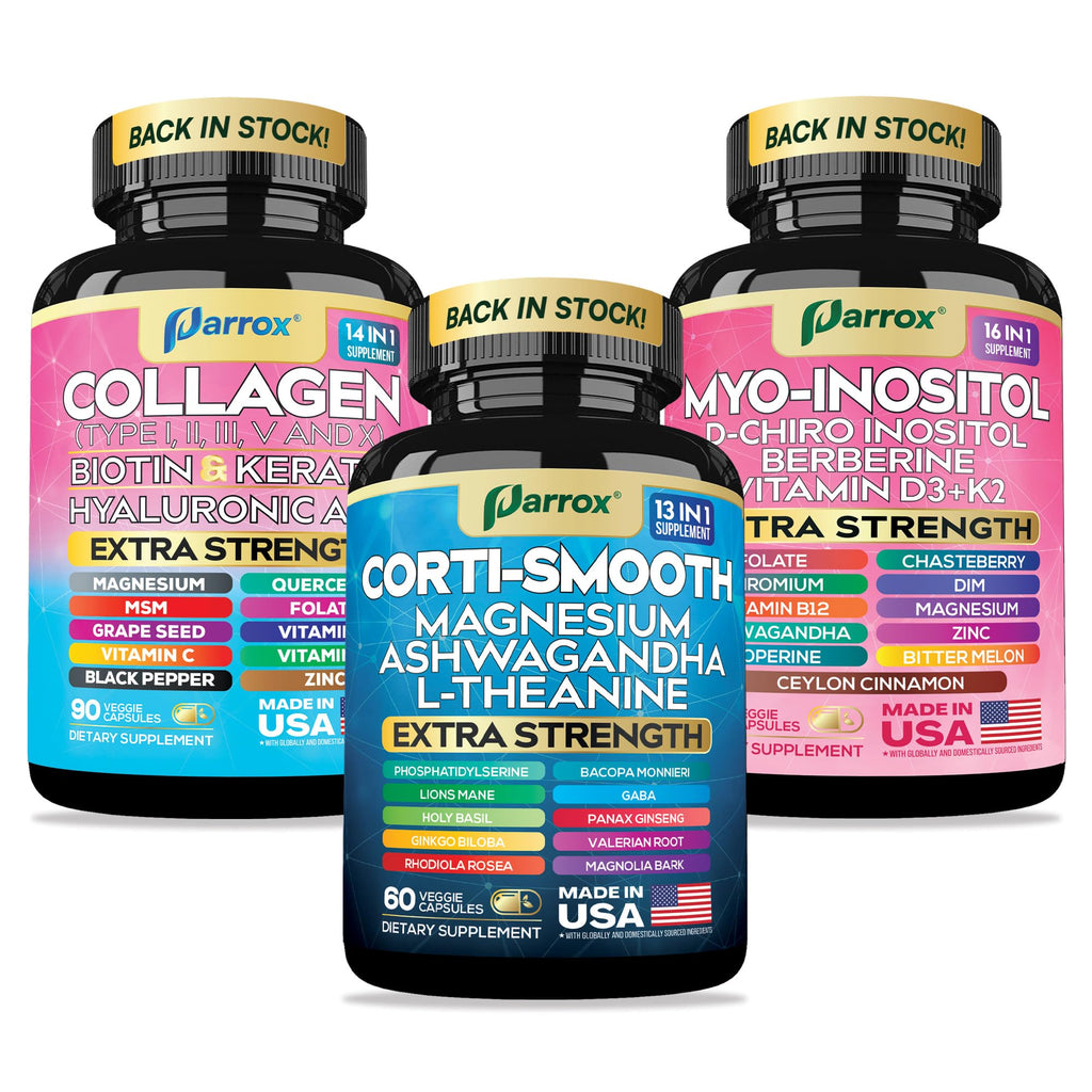 Parrox Collagen, Myo-Inositol & Cortisol Bundle, Berberine, She Shines Set