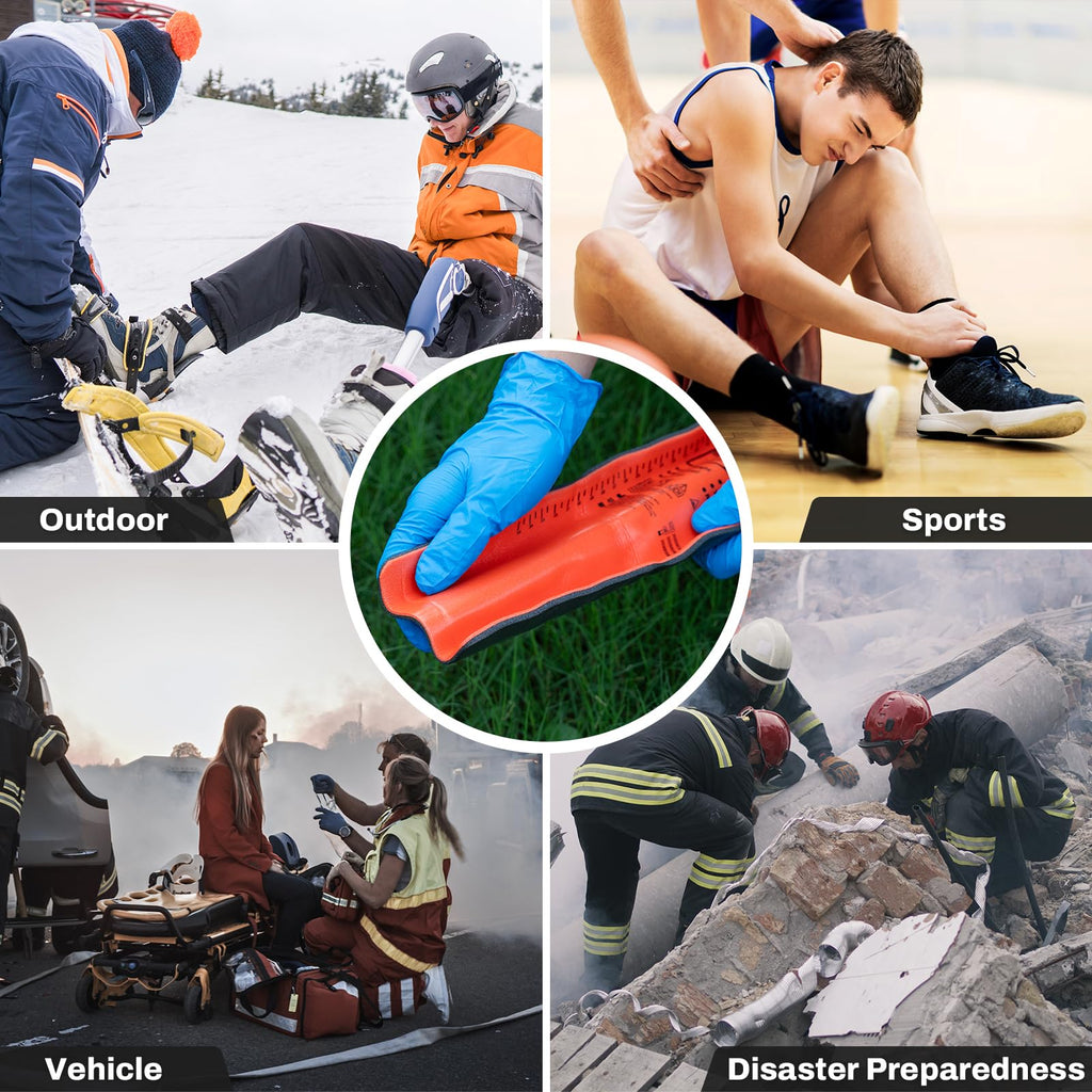 RHINO RESCUE 4-Size Moldable First Aid Splint Kit, Orange-Gray with Bandage