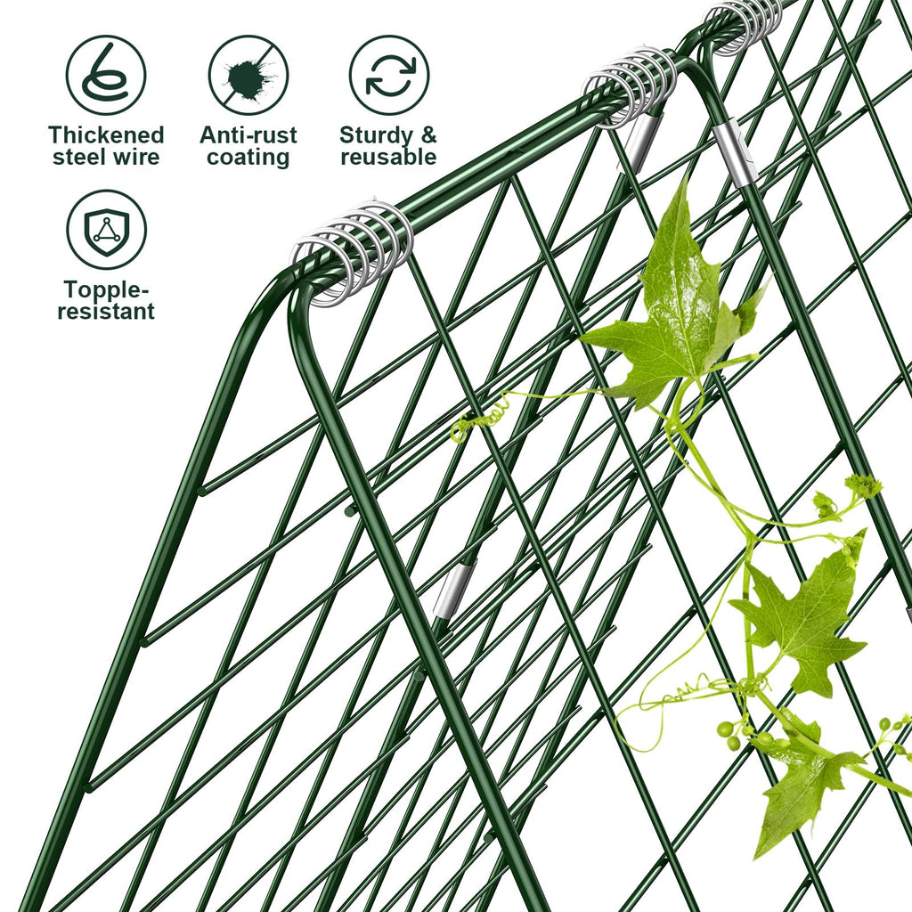 Amoskey Cucumber Trellis, Garden Trellis for Climbing Plants Outdoor, Foldable A-Frame Trellis, Cucumber Trellis for Raised Bed for Cucumbers, Peas, or Tomatoes (Green, Small Grid 48‘’H*34''W)