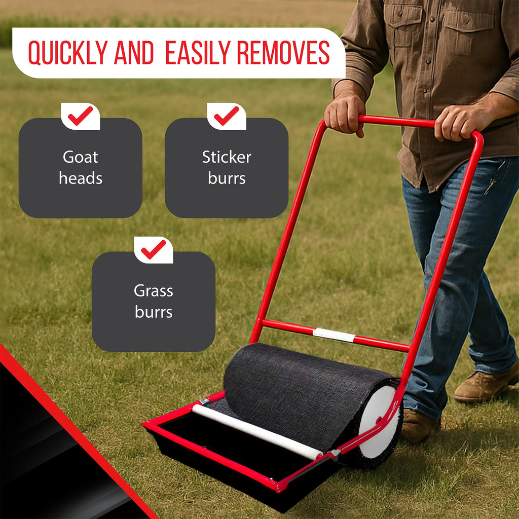 Sticker Burr Roller Remover Yard Tool, 18" Extra Wide, Push Model 2.0