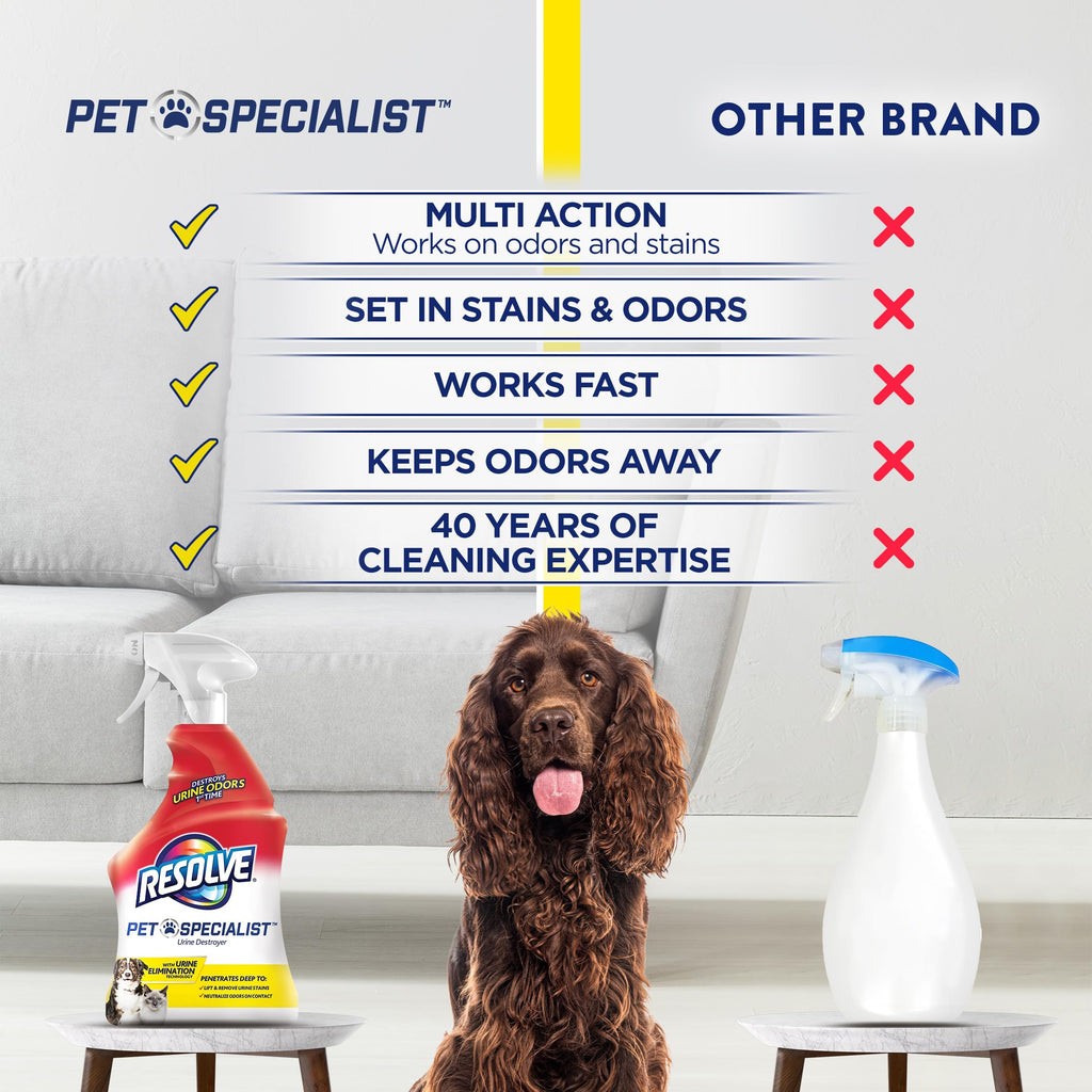 Resolve Pet Specialist Urine Destroyer Carpet Cleaner Spray – Urine Eliminator for Pet Stains & Odors Up to 7 Days Old, 22oz