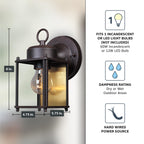 Designers Fountain 1161-RP Porch Outdoor Wall Lantern Sconce, 8in H, Rust Patina