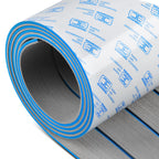 OCEANBROAD Boat Flooring EVA Foam Self-Adhesive 96''x28.8'' Faux Teak Marine Boat Decking Sheet for Jon Boats Yacht Floor, Gray with Blue Seam Lines