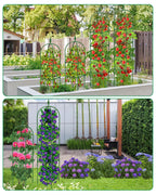 MYMULIKE 2 Pack Garden Obelisk Trellis for Climbing Plants Outdoor & Indoor - 6Ft Rustproof Garden Trellis Plant Support Cage for Vines, Flowers, Vegetables, Roses | Heavy-Duty, Adjustable