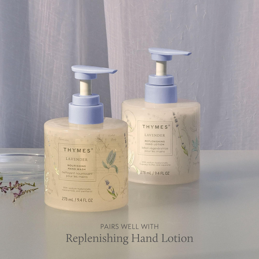 Thymes Nourishing Hand Wash - Liquid Hand Soap for Bathroom or Kitchen - Liquid Soap with Notes of Velvety Lavender, Warm Rosewood, Fresh Clary Sage, & Earthy Violet (Lavender, 9.4 fl oz)