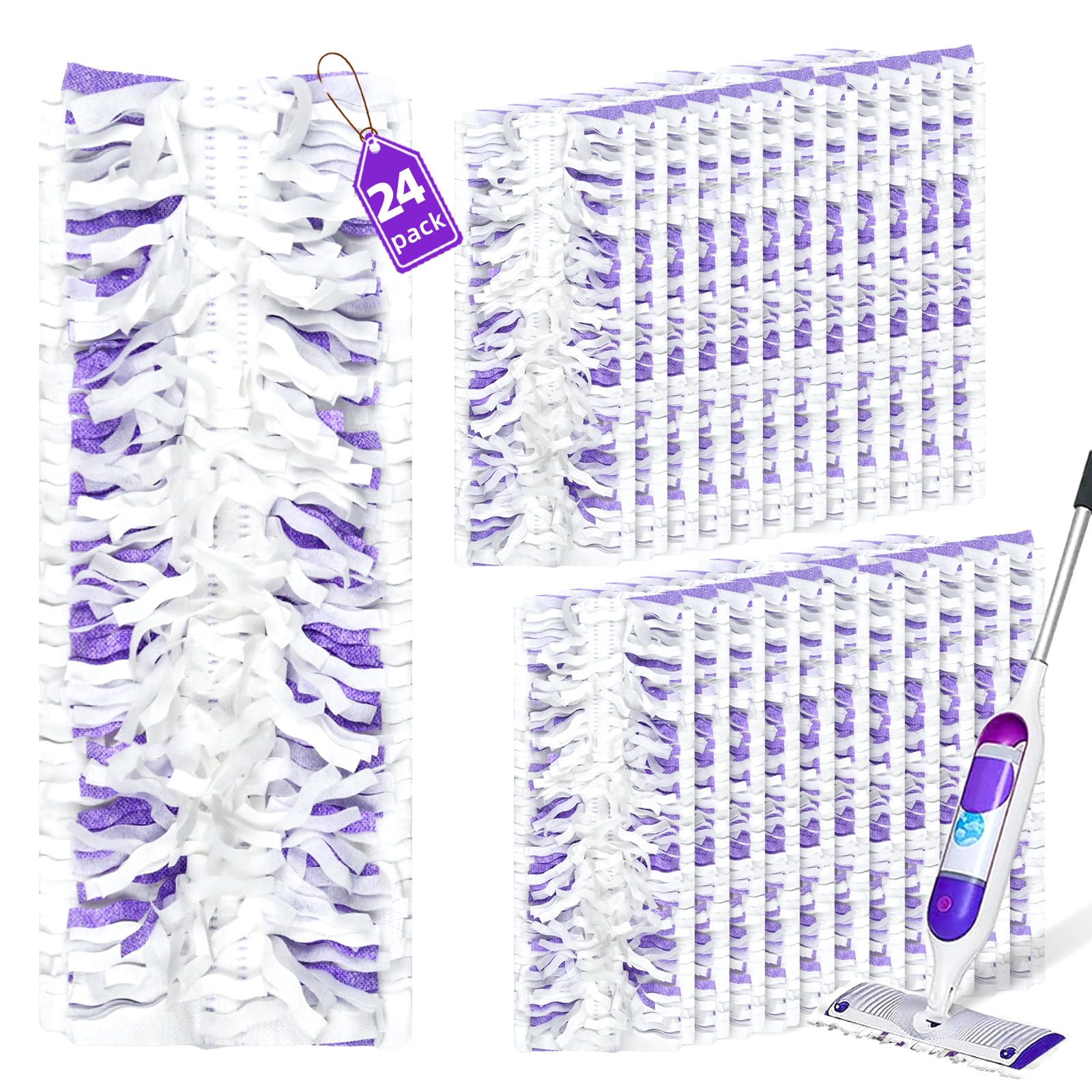 24 Count Disposable Power Mop™ Refills Compatible with Swiffer® Power Mop™, Powermop™ Pads for Multi-Surface Refills Pads for Floor Cleaning, Unscented