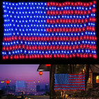 Solar American Flag Lights, 420 LED Waterproof American Flag Net Lights Independence Day Decorations 8 Modes Outdoor String Light for 4th of July Independence Day, Garden, Yard Home Decorations