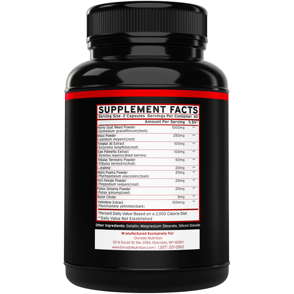 Horny Goat Weed For Men and Women - [Maximum Strength 1590mg] Maca, Ginseng, L-Arginine, Tribulus - Premium Hornygoatweed - Icariin Epimedium For Men - 3rd Party Tested - USA Made - 120 Count