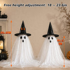 AYGXU 2pcs Halloween Decorations Indoor,Ghost Decor with String Lights Remote Control,Halloween Party Decorations,Spooky Ghost Light for Home Table Room Kitchen Office