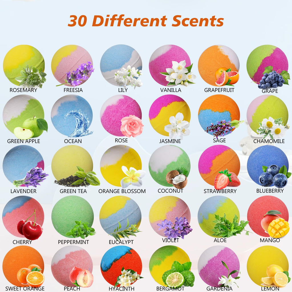 Bath Bombs for Kids with Toys Inside for Girls Boys - 30 Pack Bath Bombs Gift Set with Surprise, Kids Safe Bubble Bath Fizzy Balls Halloween Christmas Birthday Gift Kit