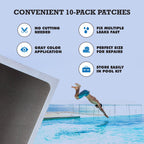 Burro Adhesives 10-Pack Waterproof Gray Pool Patches - Professional Grade PVC Repair Kit with 2.75" x 4" Heavy Duty Patches for Commercial & Residential Vinyl Liner Pools, Works Underwater & Dry