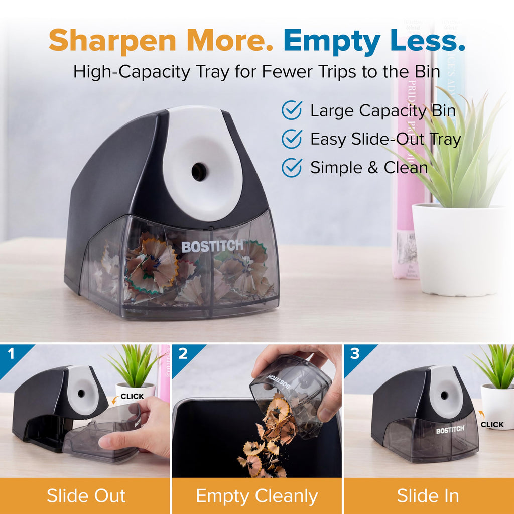 Bostitch Electric Pencil Sharpener for Classroom and Desk, Black