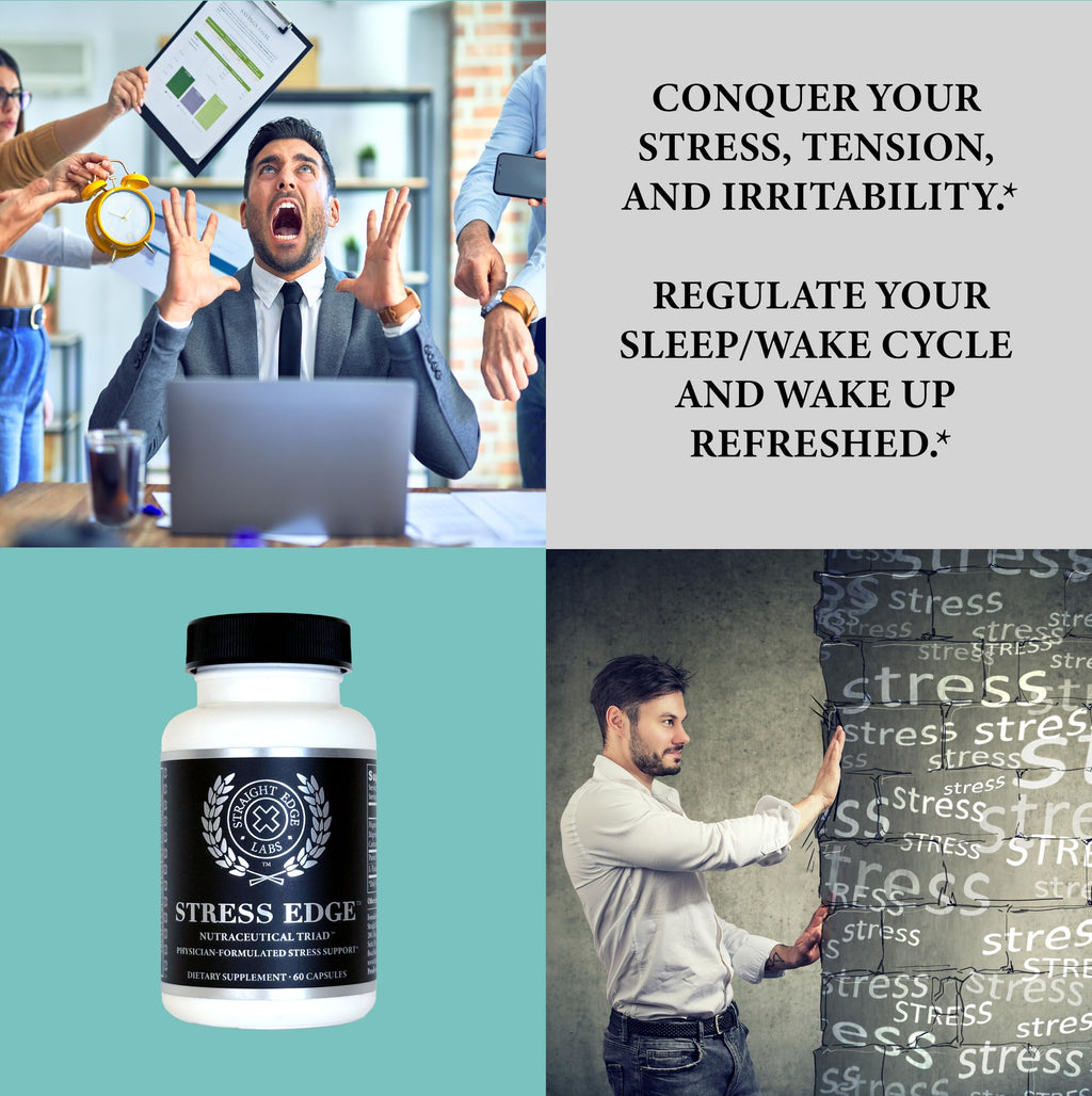Stress Edge Stress Relief Supplement, Natural Mood Enhancer, Physician-Formulated, Calm Mind and Body, Improve Sleep, Fast Acting, 30 Servings