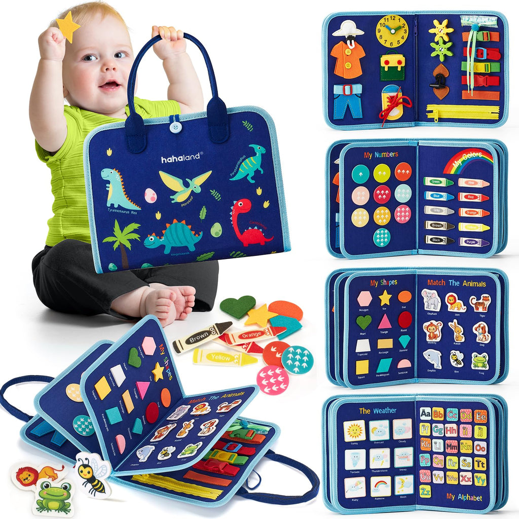 Busy Board for Toddlers -  Toys Preschool Learning Activities with Life Skills, Alphabet, Number, Shape, Color, Animal, Weather - Toddler Boy Learning Educational Toys, Travel Toys