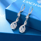 Silver Moissanite Dangle Earrings Leverback Drop for Women Jewelry Gifts
