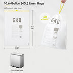 EKO 10.6 Gallon / 35–40 Liter Drawstring Trash Bags, 60 Count Heavy-Duty Tall Kitchen Garbage Can Liners, Extra-Strong Leak-Resistant, Unscented, White, Code M