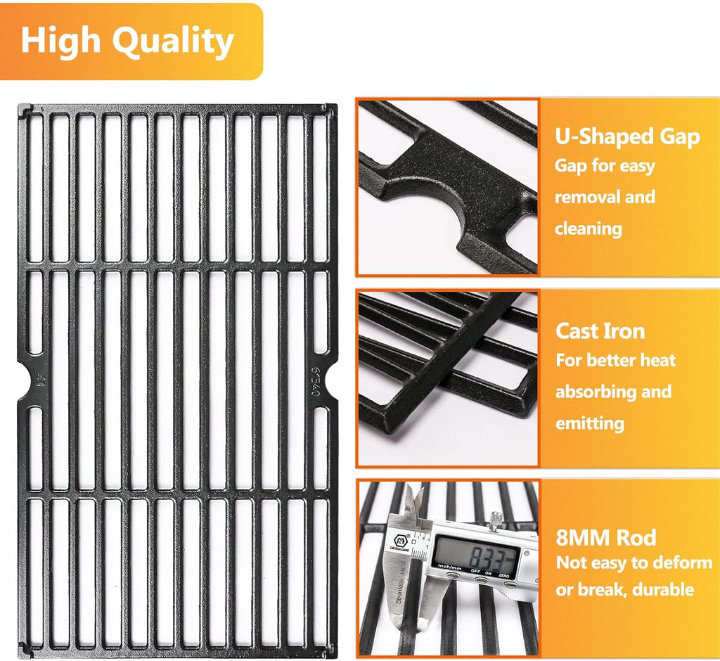 GRISUN Grill Grates for Pit Boss Austin XL, Rancher XL Wood Pellet Grills, Heavy Duty Cast Iron Grill Grids for Pit Boss 1000 Series Grills, 3 PCS