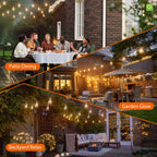 KYY 198FT(192+6) Solar String Lights Outdoor Waterproof with USB Charging & Remote, Dimmable & Timable, Solar Powered Patio Lights with LED Shatterproof Bulbs for Deck Backyard Porch Garden Camping