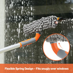 Eazer 89'' Squeegee Window Cleaner 2 in 1 Rotatable Window Cleaning Tool Kit with Extension Pole, Window Washing Equipment with Bendable Head for Indoor/Outdoor Window and Car Glass