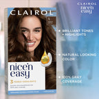 Clairol Nice'n Easy Permanent Hair Dye, 4W Dark Mocha Brown Hair Color, Pack of 3