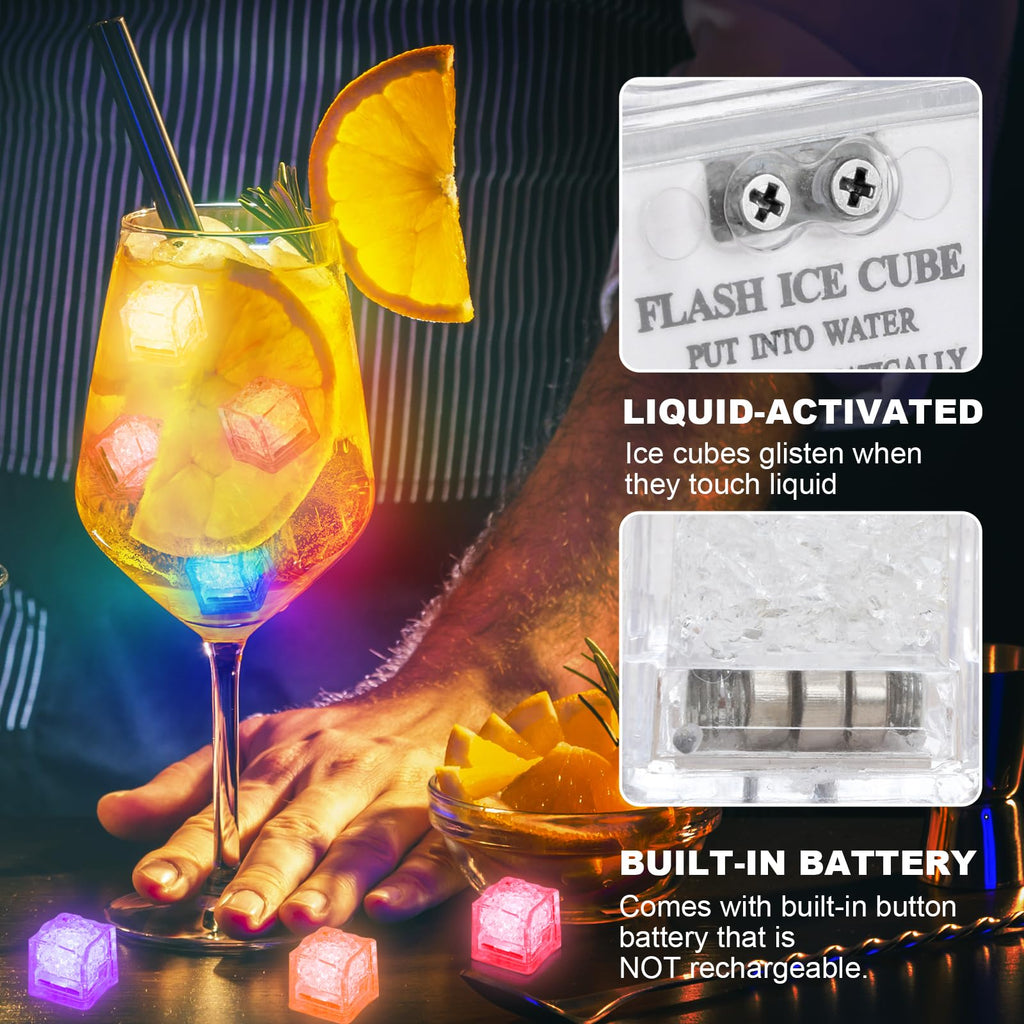 20 PCS Light Up LED Ice Cubes for Drinks, Multi‑Color Changing Ice Cubes