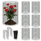 Sibosen 18 Pcs 24'' x 12'' Large Wire Plant Protector from Animals 6 Pack Metal Plant Cage Chicken Wire Cloche with Nylon Tie and Ground Stakes Keep Animals Out Garden Protection Bunny Barricade